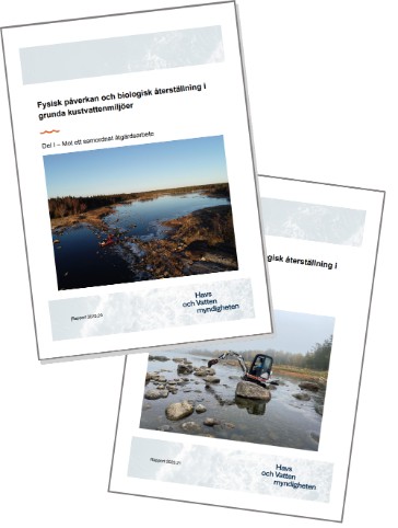 Två omslag på rapporter med foto på havsmiljöer